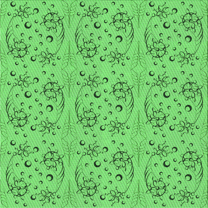 Round Machine Washable Transitional Emerald Green Rug, wshpat3278grn