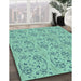 Machine Washable Transitional Mint Green Rug in a Family Room, wshpat3278lblu