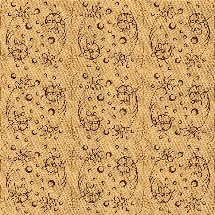 Round Patterned Saffron Yellow Rug, pat3278org