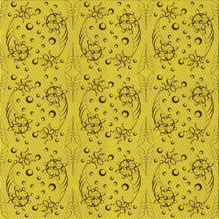 Round Patterned Golden Yellow Rug, pat3278yw