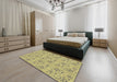 Patterned Mustard Yellow Novelty Rug in a Bedroom, pat3278