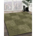 Machine Washable Transitional Army Green Rug in a Family Room, wshpat3279brn