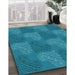 Patterned Dark Cyan Green Rug in Family Room, pat3279lblu