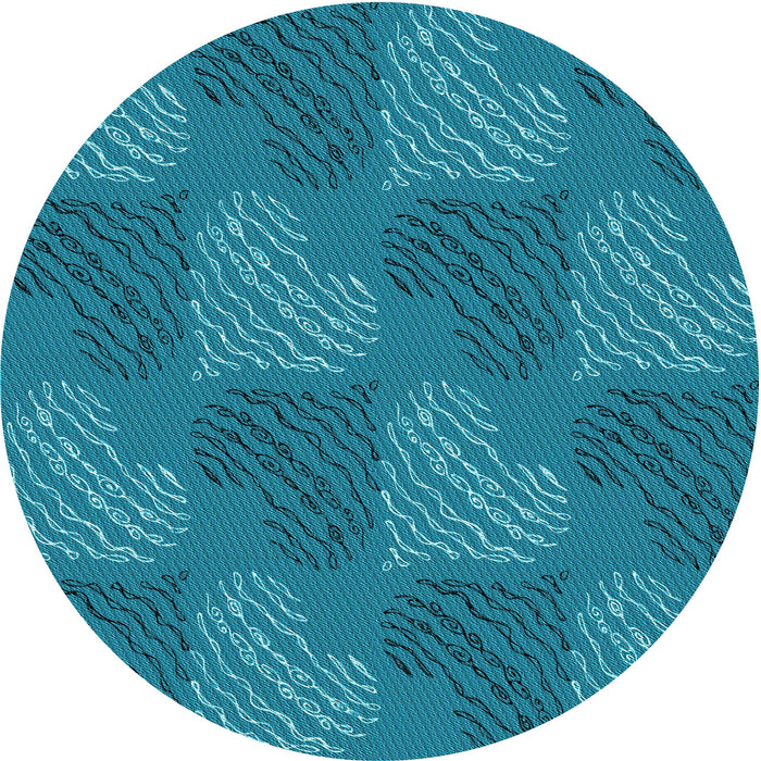 Square Patterned Dark Cyan Green Rug, pat3279lblu