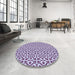 Round Patterned Bright Grape Purple Rug in a Office, pat328blu