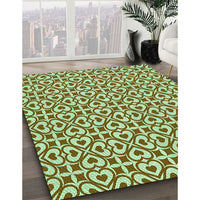 Patterned Dark Bronze Brown Rug, pat328grn
