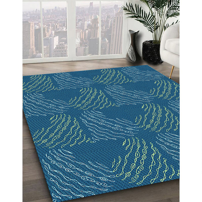 Patterned Blueberry Blue Rug in Family Room, pat3280lblu