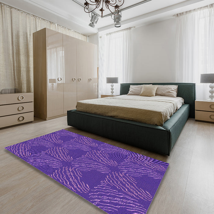 Patterned Amethyst Purple Rug in a Bedroom, pat3280pur