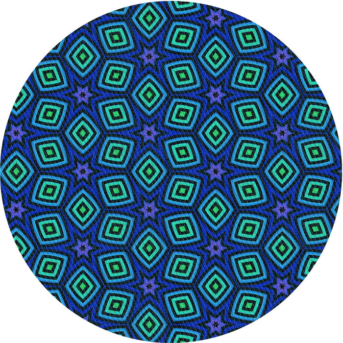Square Patterned Dark Turquoise Green Rug, pat3281lblu