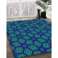 Patterned Dark Turquoise Green Rug, pat3281lblu