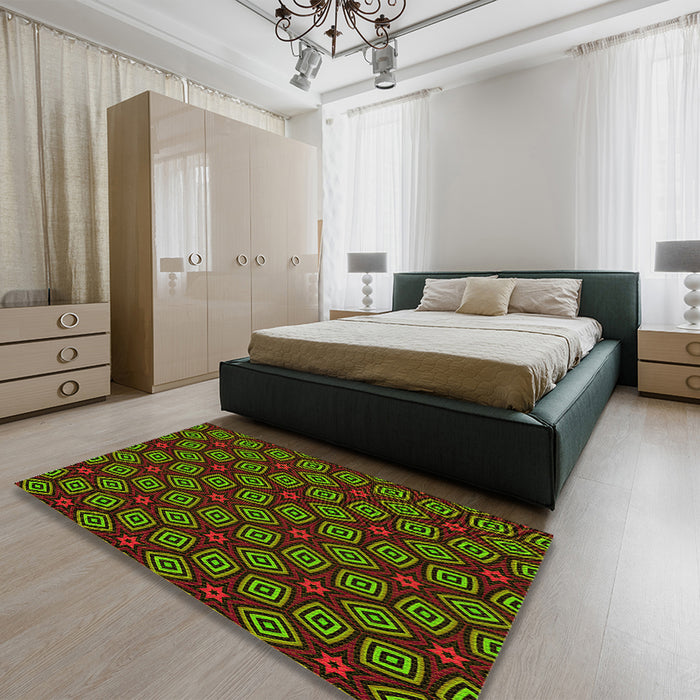 Patterned Red Rug in a Bedroom, pat3281yw