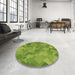 Round Patterned Pistachio Green Rug in a Office, pat3282brn