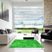 Machine Washable Transitional Lime Green Rug in a Kitchen, wshpat3282grn