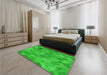 Patterned Lime Green Rug in a Bedroom, pat3282grn