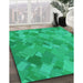 Machine Washable Transitional Spring Green Rug in a Family Room, wshpat3282lblu