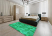 Patterned Spring Green Rug in a Bedroom, pat3282lblu