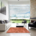 Machine Washable Transitional Bright Orange Rug in a Kitchen, wshpat3282rd