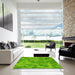 Square Patterned Bright Green Rug in a Living Room, pat3282yw