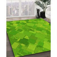 Patterned Bright Green Rug, pat3282yw