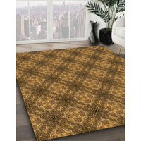 Patterned Dark Bronze Brown Rug, pat3283org