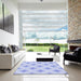 Square Patterned Sky Blue Rug in a Living Room, pat3284blu