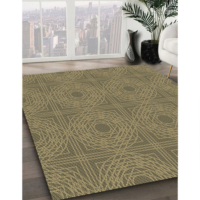 Patterned Brass Green Rug in Family Room, pat3286brn