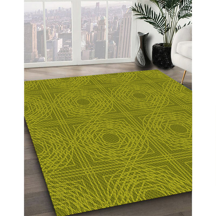 Patterned Green Rug in Family Room, pat3286yw