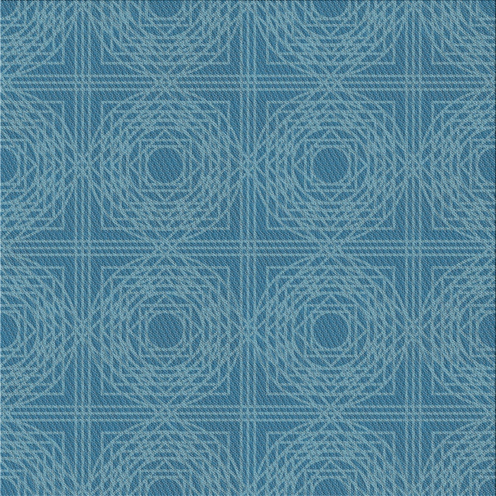 Square Patterned Blue Turquoise Green Novelty Rug, pat3286