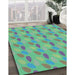 Machine Washable Transitional Green Rug in a Family Room, wshpat3287lblu