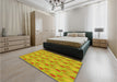 Round Machine Washable Transitional Neon Yellow Green Rug in a Office, wshpat3287yw