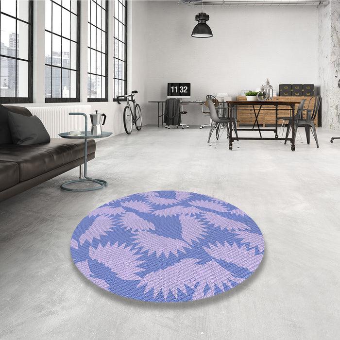 Round Patterned Light Slate Blue Rug in a Office, pat3288blu