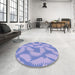 Round Patterned Light Slate Blue Rug in a Office, pat3288blu