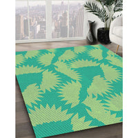 Patterned Lime Mint Green Rug, pat3288lblu