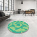 Round Patterned Lime Mint Green Rug in a Office, pat3288lblu