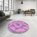 Round Patterned Violet Purple Rug in a Office, pat3288pur