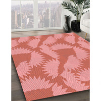 Patterned Light Coral Pink Rug, pat3288rd