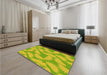 Patterned Pistachio Green Rug in a Bedroom, pat3288yw