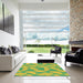 Square Machine Washable Transitional Green Rug in a Living Room, wshpat3288