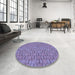 Round Patterned Purple Mimosa Purple Rug in a Office, pat3289blu