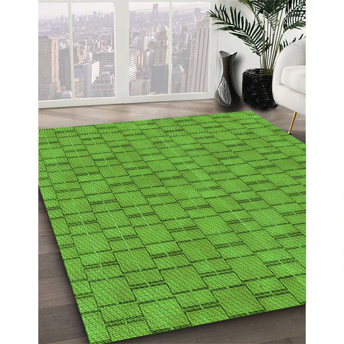Machine Washable Transitional Dark Lime Green Rug in a Family Room, wshpat3289grn