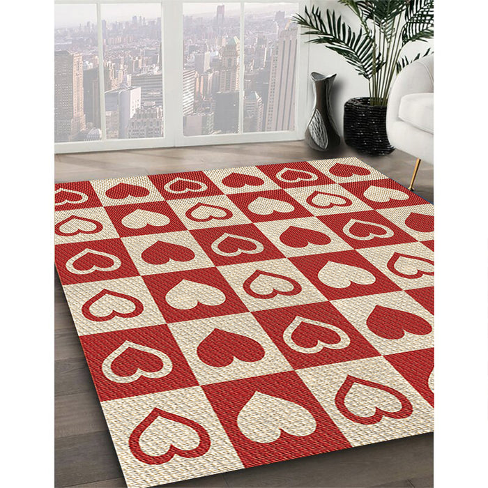 Machine Washable Transitional Red Rug in a Family Room, wshpat329brn