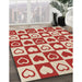 Patterned Red Rug in Family Room, pat329brn