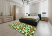 Patterned Dark Bronze Brown Rug in a Bedroom, pat329grn