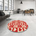 Round Patterned Red Rug in a Office, pat329org