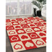Patterned Red Rug in Family Room, pat329org