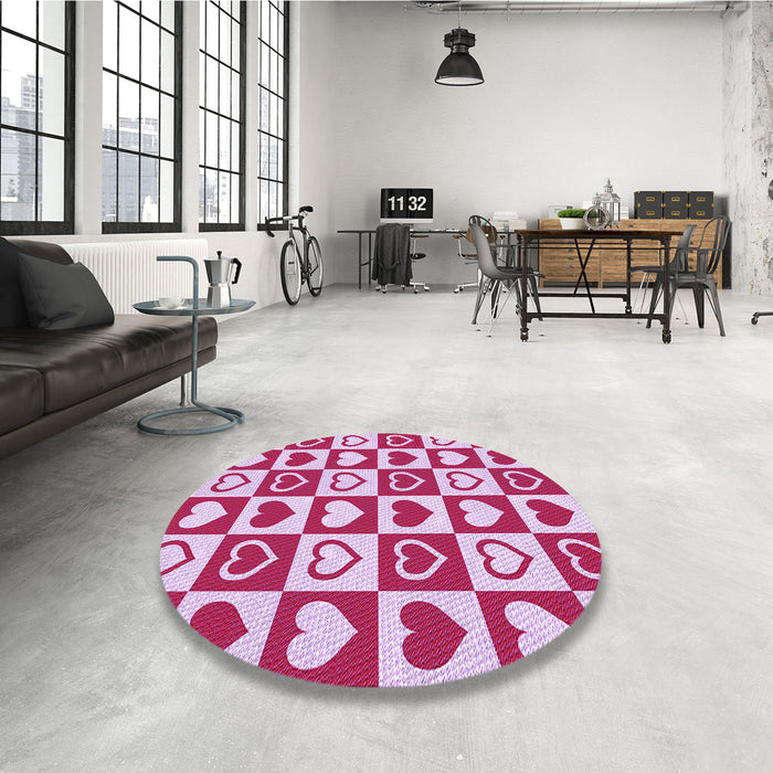 Round Patterned Blossom Pink Rug in a Office, pat329pur