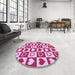 Round Patterned Blossom Pink Rug in a Office, pat329pur