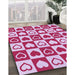 Patterned Blossom Pink Rug in Family Room, pat329pur