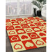 Patterned Red Rug in Family Room, pat329yw