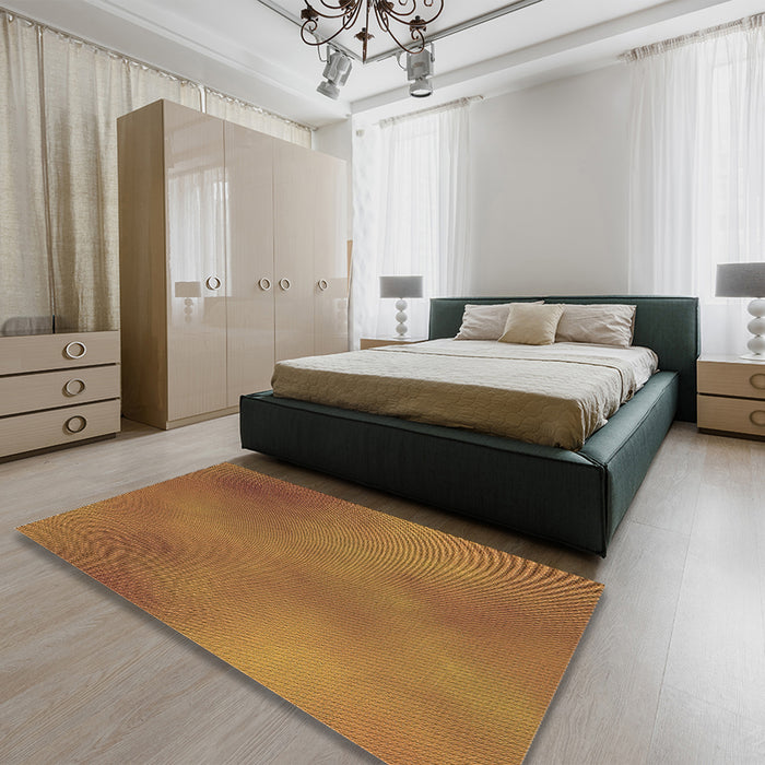 Patterned Mahogany Brown Rug in a Bedroom, pat3291org